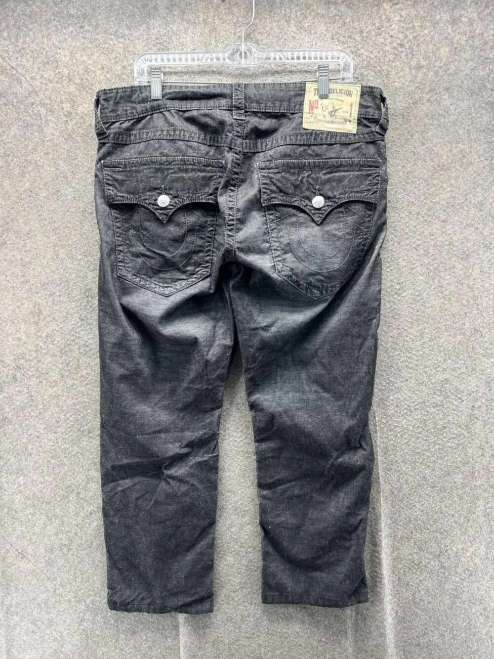 True Religion Ricky Jeans Men 34 Black Relaxed Straight Distressed Denim Vintage
